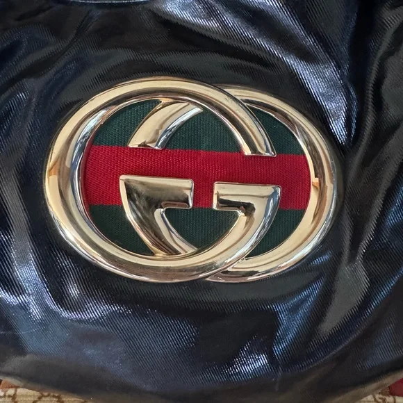 GUCCI Black Dialux Britt Hobo In EUC - Picture 2 of 13